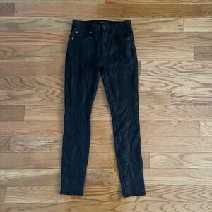 7 For All Mankind Womens 26 Black Skinny Jeans Coated Embroidered Gwenevere